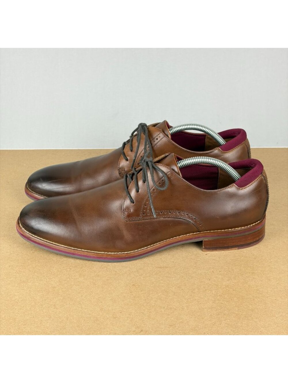 Johnston & Murphy Conard 2.0 Plain Toe Derby Mens 11 Brown Burgundy Dress Shoes